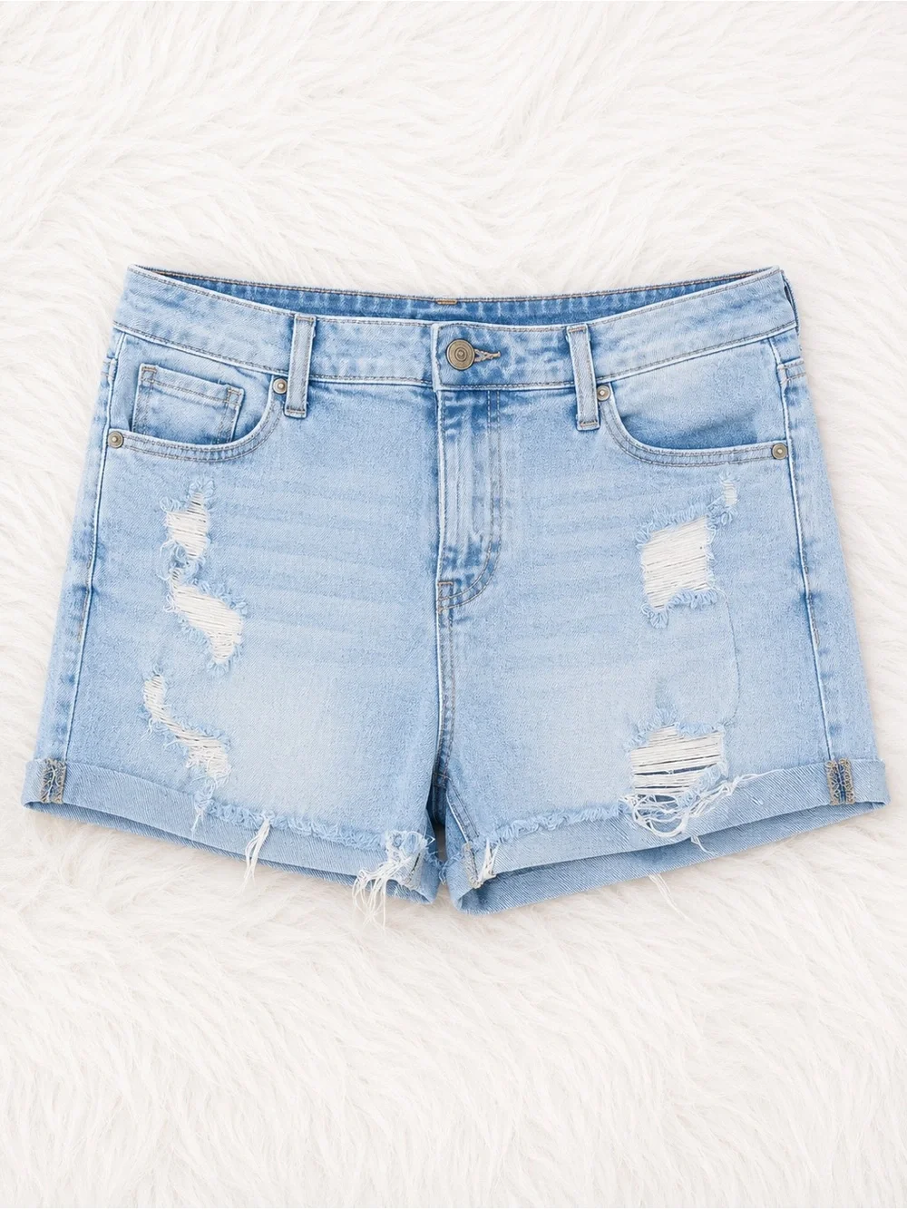 Altar’d State Distressed Denim Shorts Size 31 High Rise Light Wash Frayed